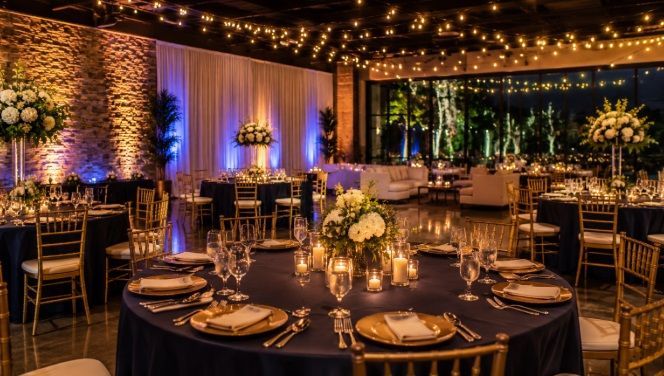 event center near Pharr, TX with beautifully decorated banquet tables