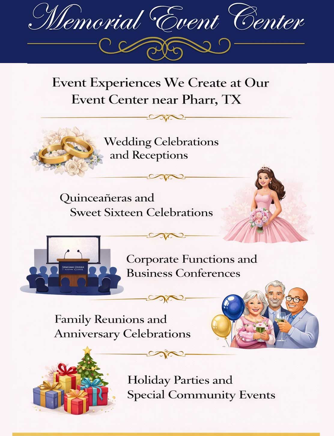 Event Experiences We Create at Our Event Center near Pharr, TX