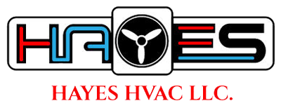 The logo for hayes hvac llc has a propeller on it.