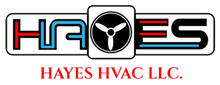 The logo for hayes hvac llc has a propeller on it.