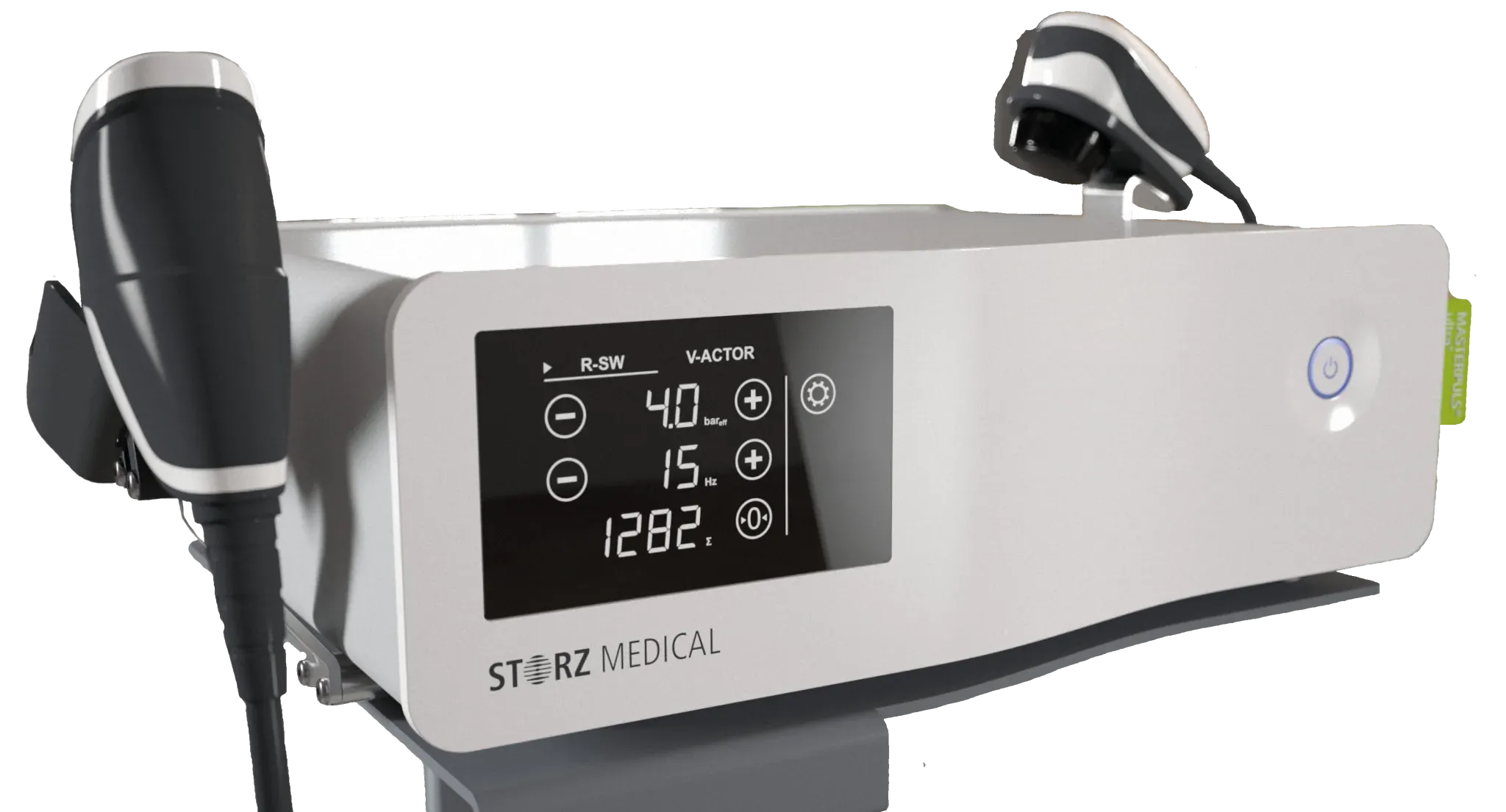 A woman is getting a massage with a machine on her chest.