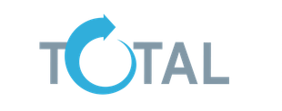 A logo for total with a blue arrow in the middle.