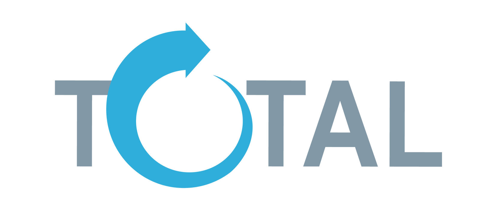 A logo for total with a blue arrow in the middle.