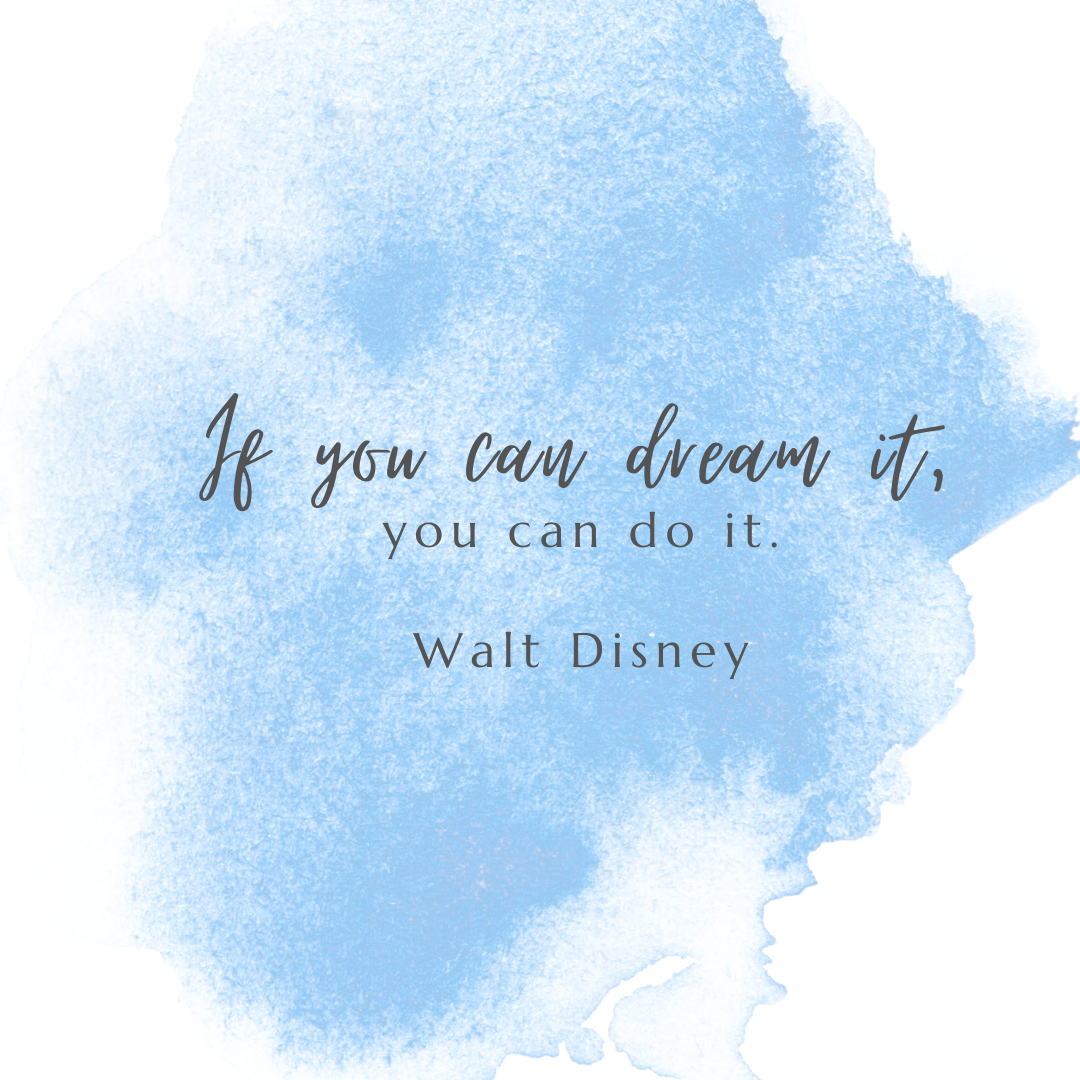 Blue watercolor background with quote: 