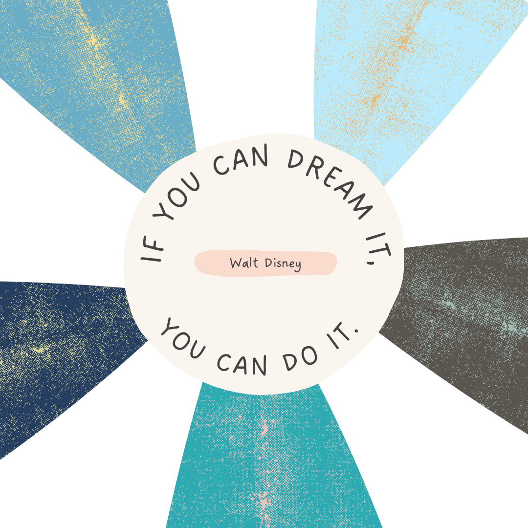 Inspirational graphic with a quote by Walt Disney: 