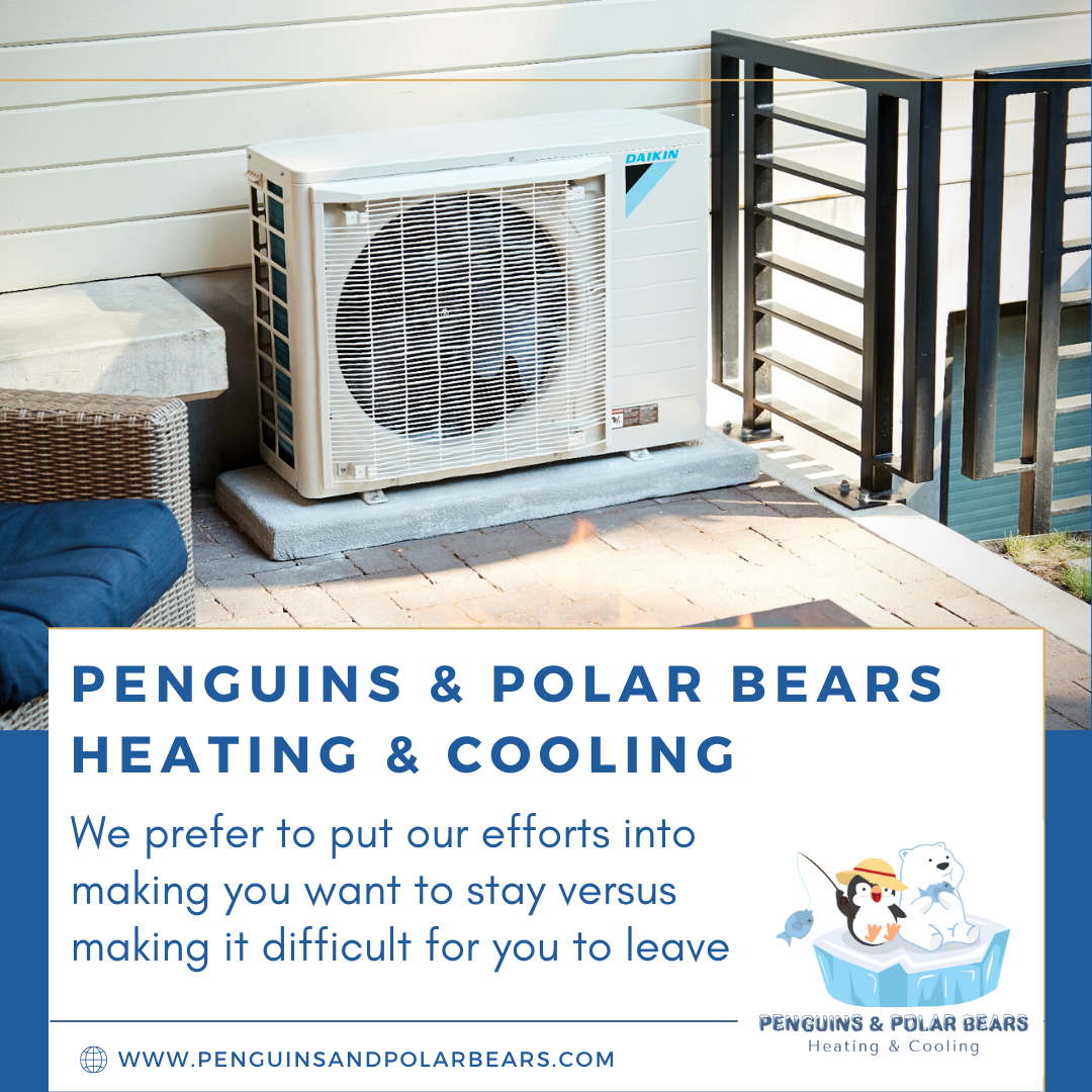 HVAC unit installed near building exterior. Text: 