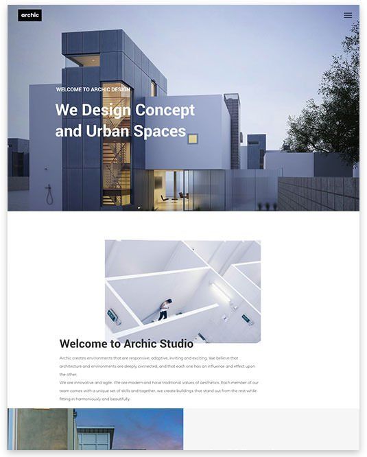 Modern white building with text