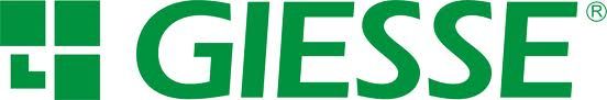 Il logo verde dell'azienda GIESSE presenta un'icona composta da quattro quadrati, uno dei quali è diviso da una croce bianca.
