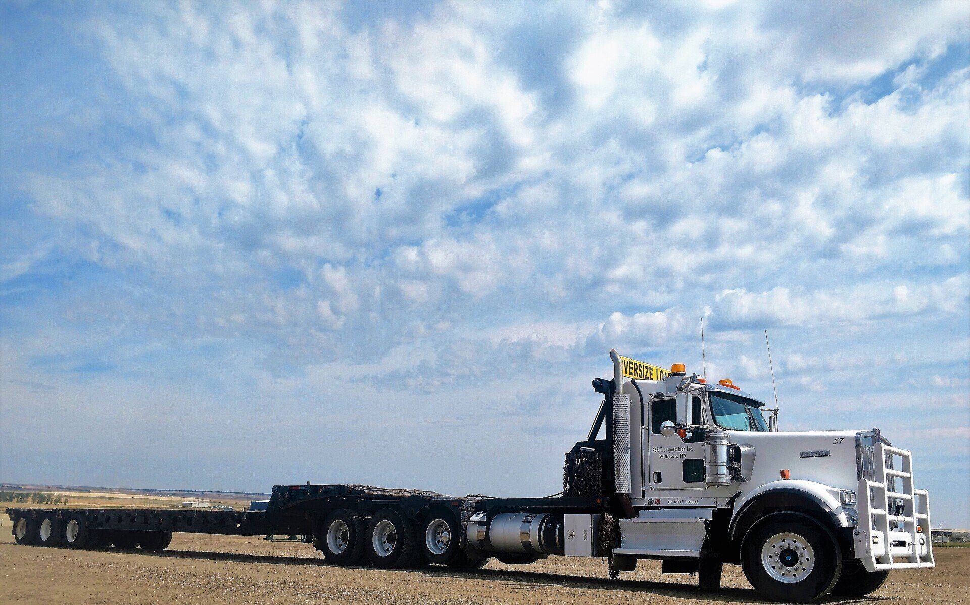 large semi with long flat bed