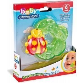 Un anello da dentizione Clementoni per bambini con una coccinella sopra.