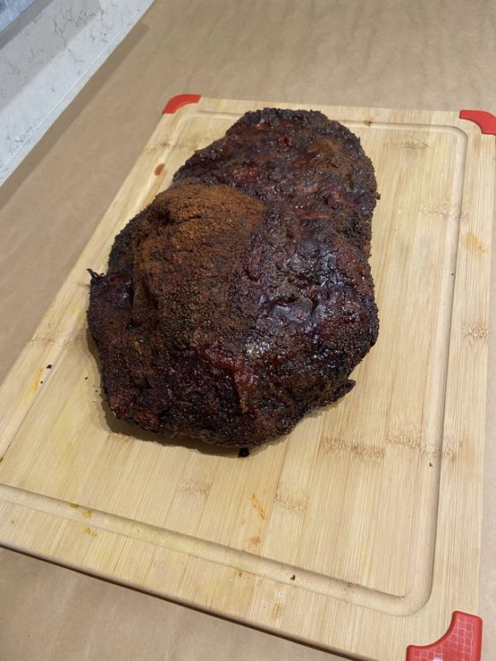 The brisket cooked low and slow