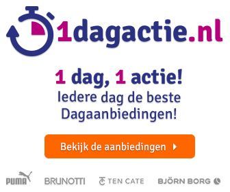 Een advertentie voor 1dagactie.nl met een knop