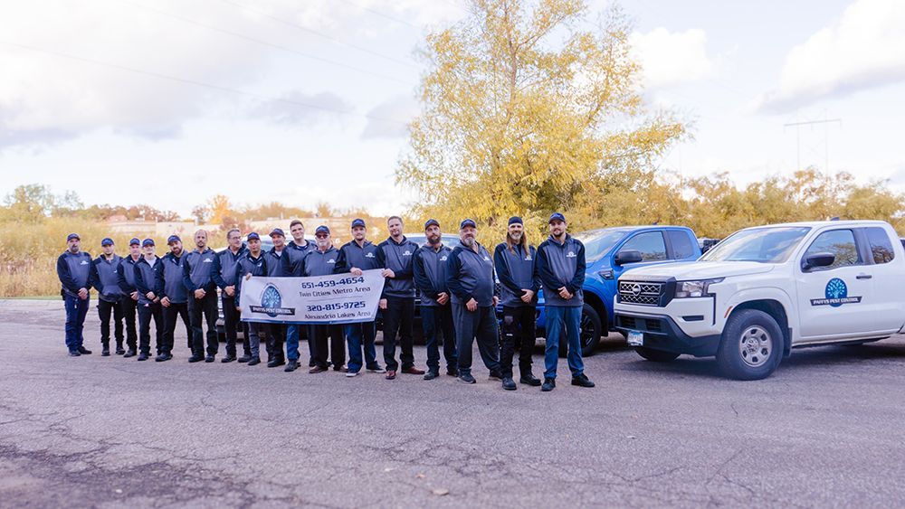 Employees with Banner — Newport, MN — Paffy’s Pest Control