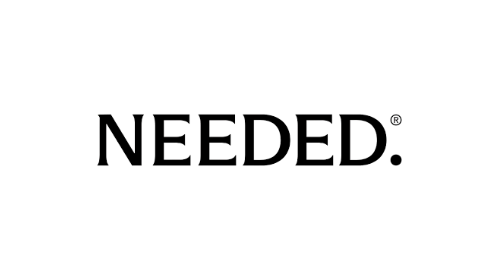 A black and white logo for needed on a white background.