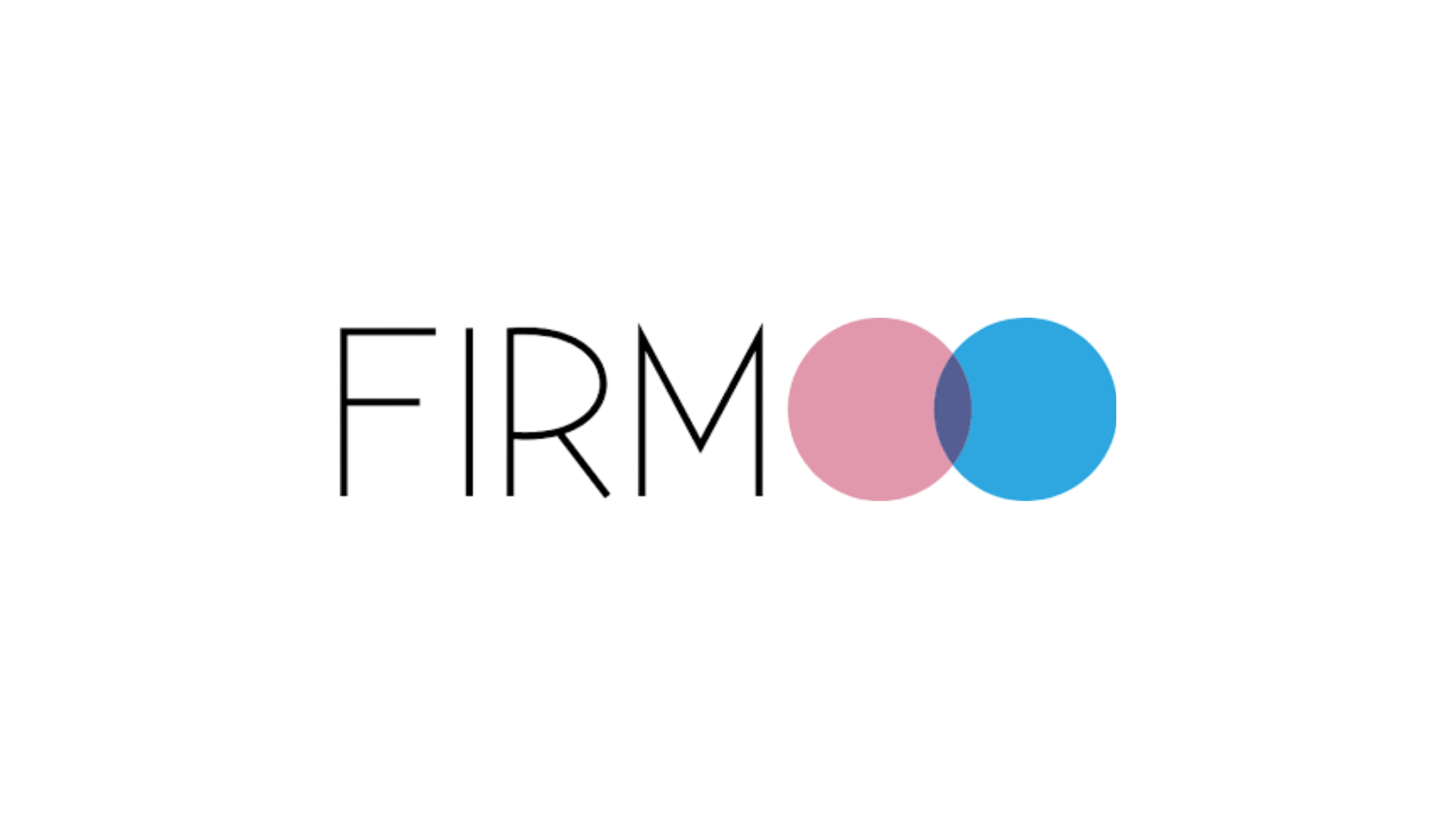 A logo for firmoo with a pink and blue circle on a white background.