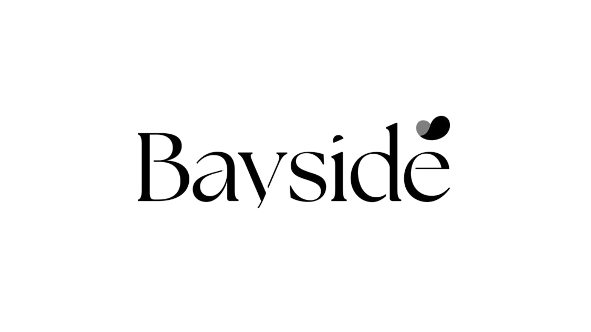 A black and white logo for bayside on a white background.