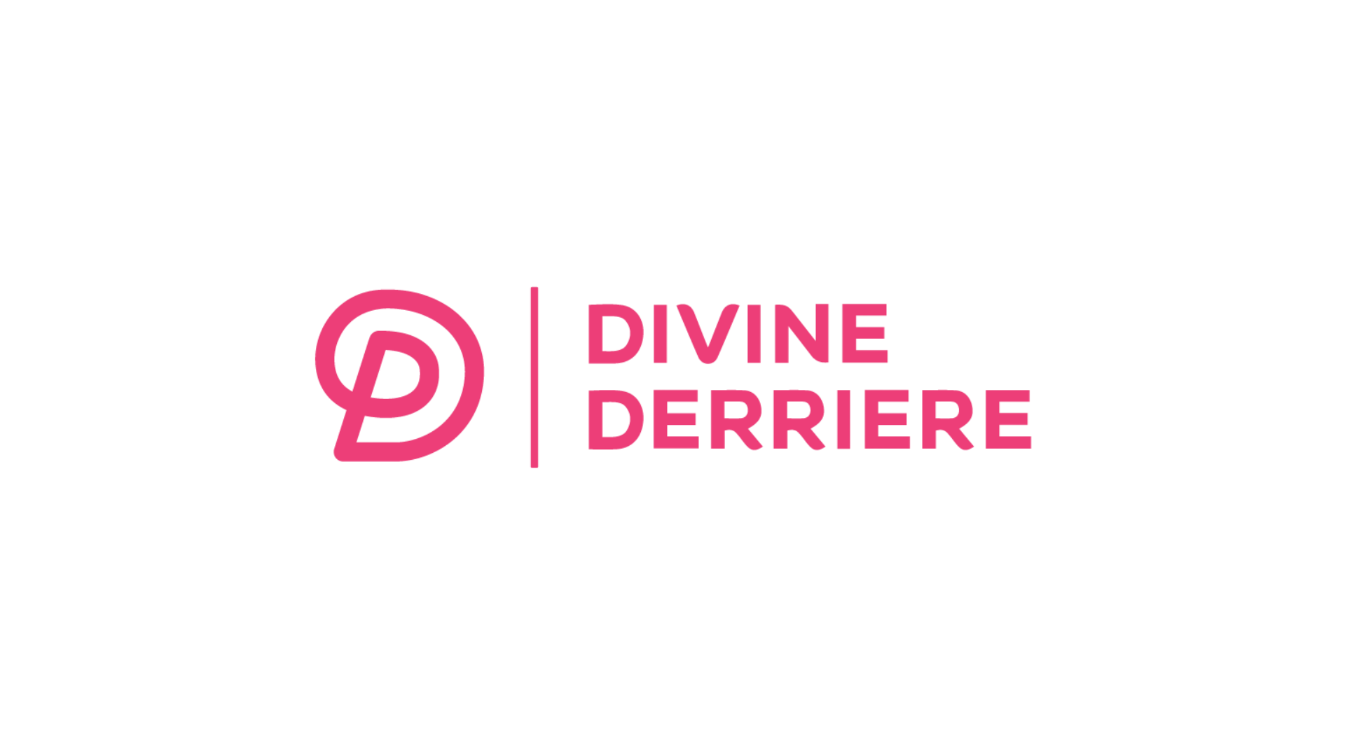 The divine derriere logo is a pink logo with a white background.