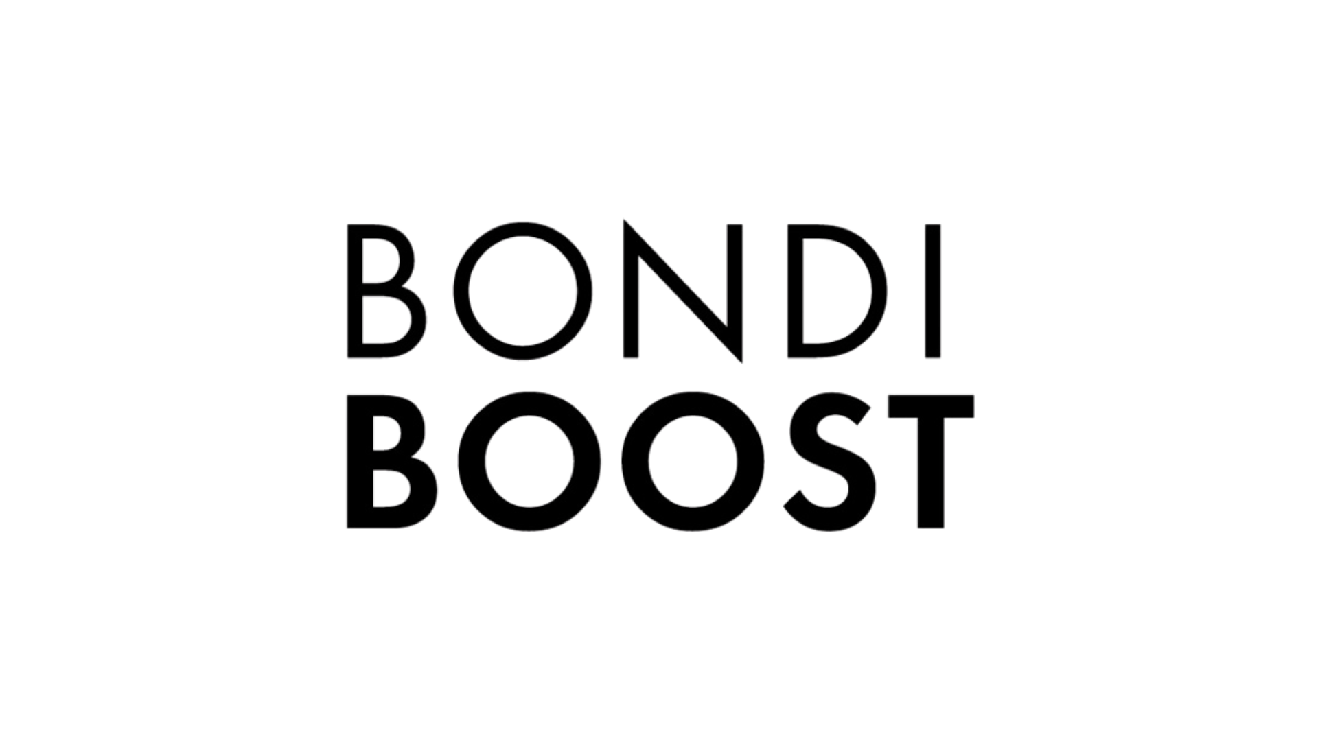 A black and white logo for bondi boost on a white background.