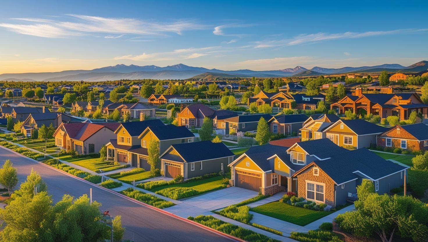 Lafayette, CO with mountains in the distance.