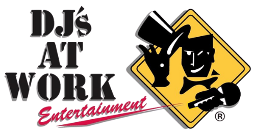 A logo for dj 's at work entertainment