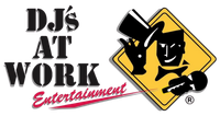 A logo for dj 's at work entertainment