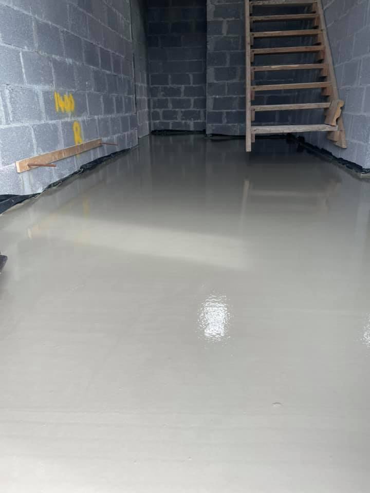 There is a staircase in the corner of the room.