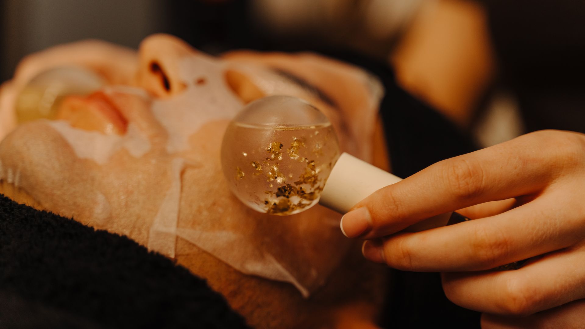 man having a facial in Aurah Spa in Ayrshire
