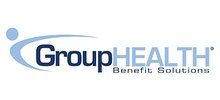 The group health benefit solutions logo is blue and white.