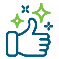 A blue and green icon on modality