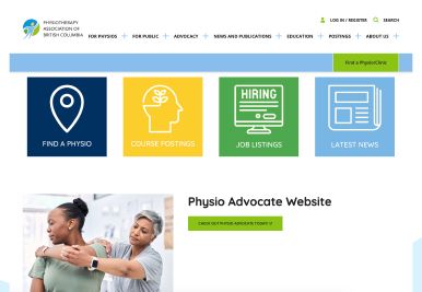 A screenshot of the website for the physio advocate website.