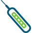A blue and green toothbrush icon on a white background.