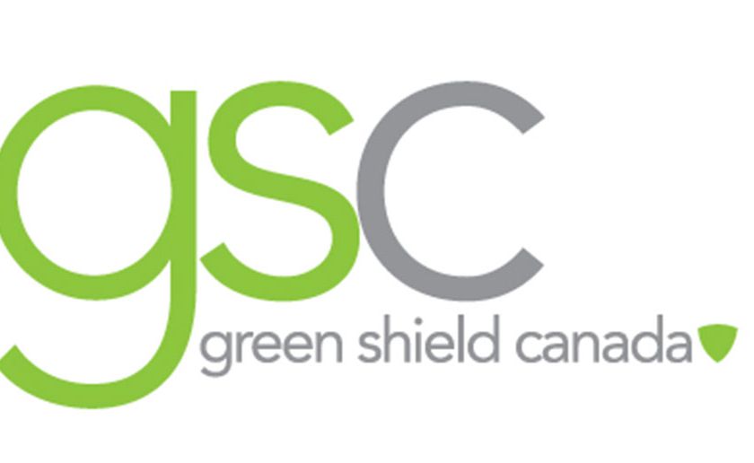 A green and gray logo for gsc green shield canada