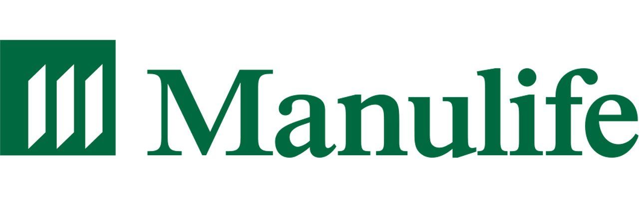 A green and white logo for manulife on a white background