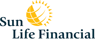 A logo for sun life financial with a sun and a globe