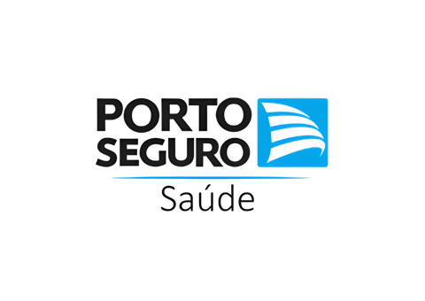 Logotipo da Porto Seguro Saúde em preto e azul sobre fundo branco.