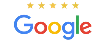 Google logo with five gold stars above it.