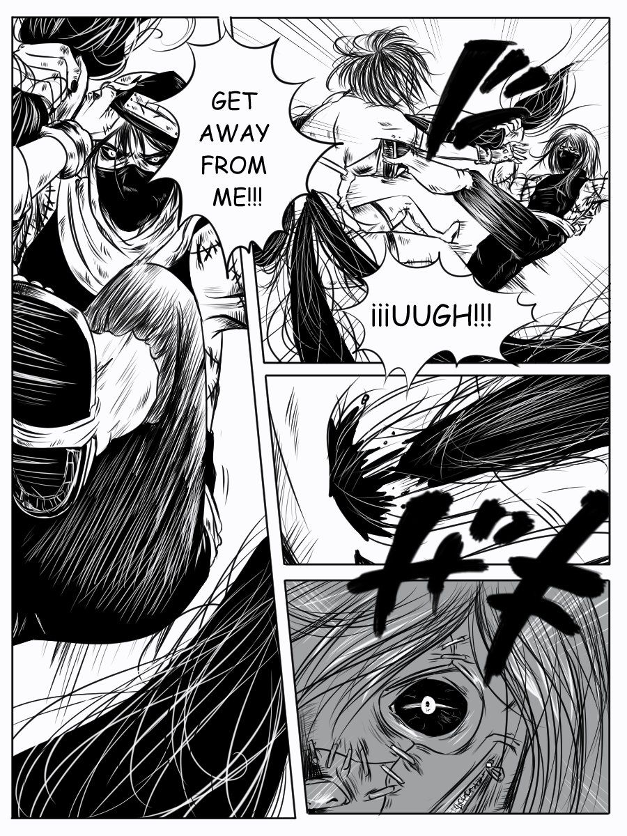 Un dibujo en blanco y negro de una persona peleando con otra persona.