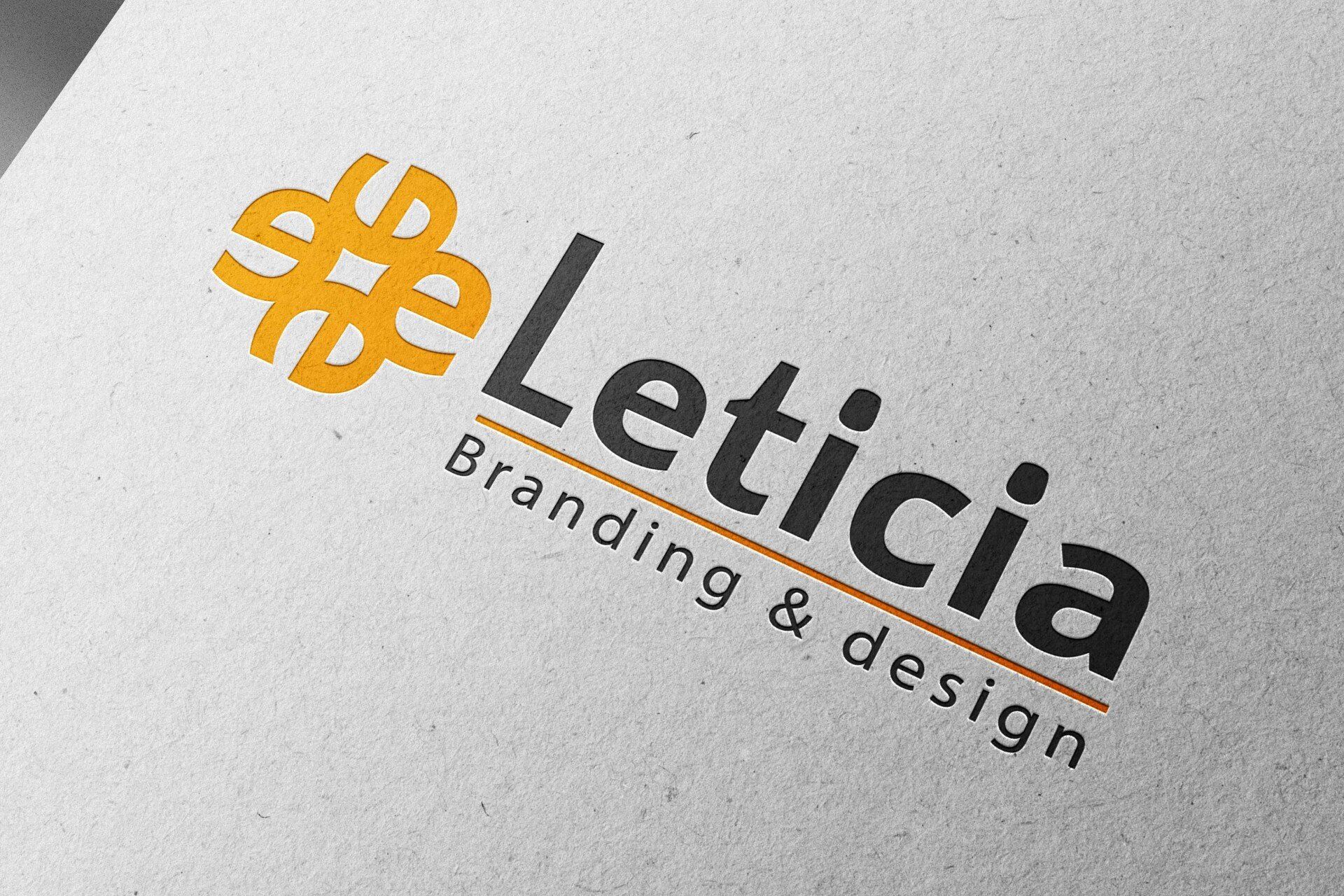Una maqueta de un logotipo para Leticia Branding and Design.