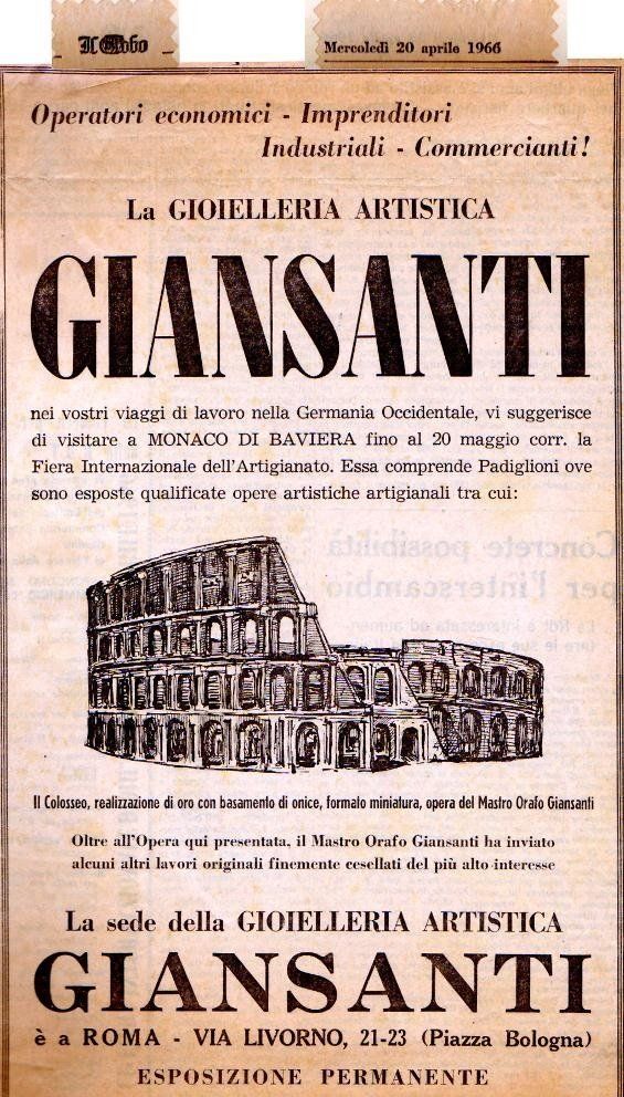 Pubblicità Giansanti - gioielleria artigianale a Roma