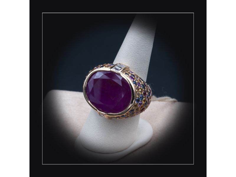 Anello con pietra viola - gioielleria artigianale a Roma