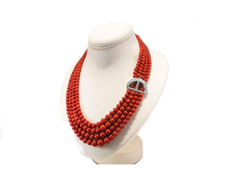 Collana pietre rosse - gioielleria artigianale a Roma