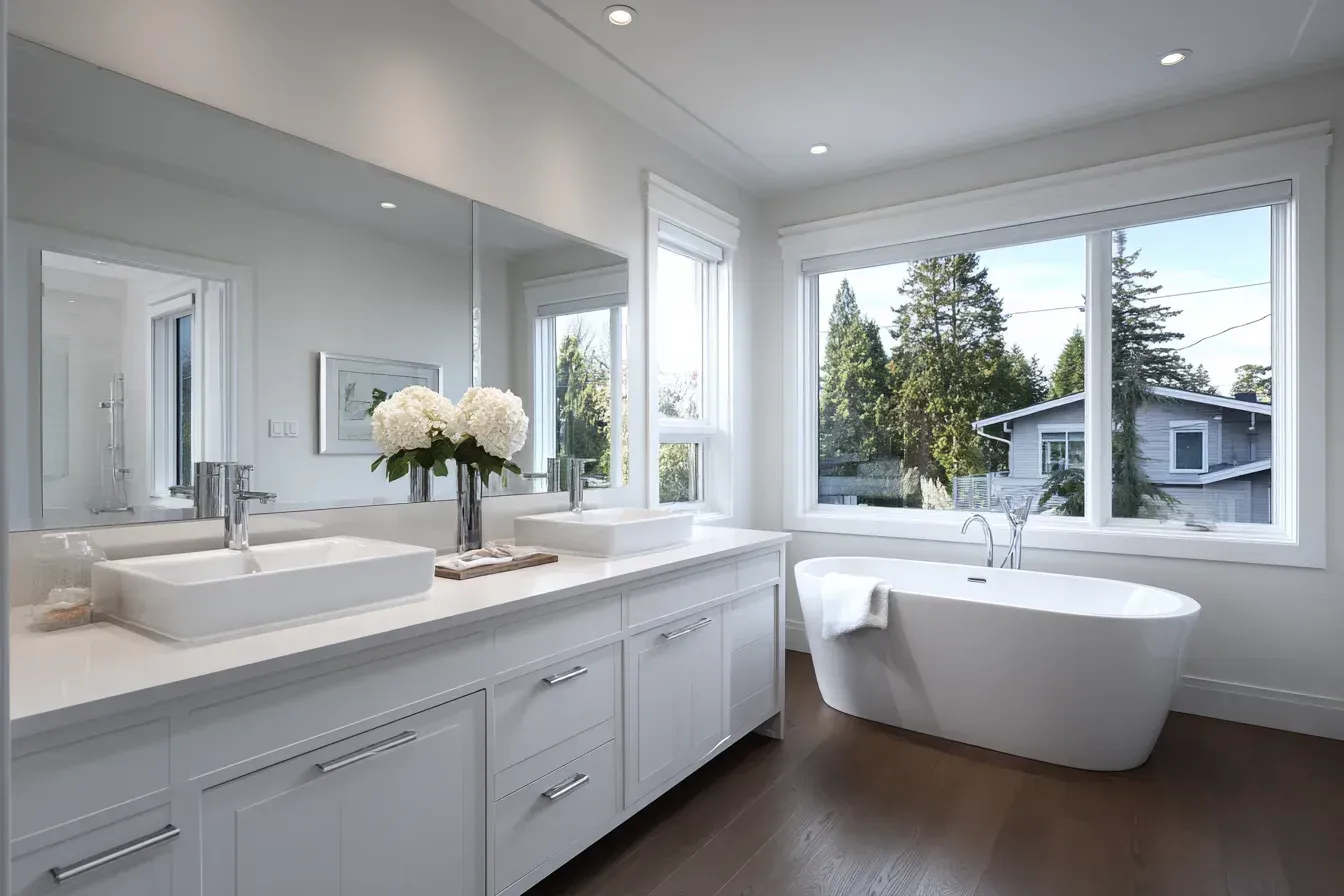 Coquitlam bathroom renovation installing premium tile walls, quartz vanities, recessed LED mirrors, and modern plumbing fixtures across Tri-Cities BC.
Bathroom remodel Coquitlam with floor-to-ceiling ceramic tiling, custom cabinetry, and waterproofing systems for high-moisture environments.
Coquitlam bathroom renovations featuring luxury walk-in showers, matte black hardware, and durable porcelain tile flooring.
Bathroom renovation Coquitlam upgrading tubs, toilets, sinks, and backsplashes with modern finishes and waterproof underlayments.
Coquitlam bathroom remodel with linear shower drains, new vanity faucets, LED lighting upgrades, and premium tile surrounds.
Bathroom renovations Coquitlam BC installing large-format floor tiles, quartz slab vanities, and frameless shower glass.
Coquitlam bathroom renovation with double-sink vanities, glass partition showers, rainheads, and modern tile mosaics.
Bathroom remodel Coquitlam featuring anti-slip flooring, accessible walk-in showers, and grab bar installations.
Coquitlam bathroom renovations using waterproof membranes, tile backer boards, and long-lasting grout systems.
Bathroom renovation Coquitlam for outdated bathrooms needing new layouts, modern vanities, and premium ceramic tiles.
Coquitlam bathroom remodel incorporating mosaic tile niches, stone-look feature walls, and stylish lighting upgrades.
Bathroom renovation Coquitlam BC with quartz countertops, new tiling, fixture upgrades, and improved ventilation systems.
Coquitlam bathroom renovations with floating vanities, backlit mirrors, frameless shower doors, and premium stone tiles.
Bathroom remodel Coquitlam using herringbone tile patterns, recessed storage, and heated flooring installations.
Coquitlam bathroom renovation replacing outdated plumbing, tile surrounds, bathtubs, and old flooring materials.