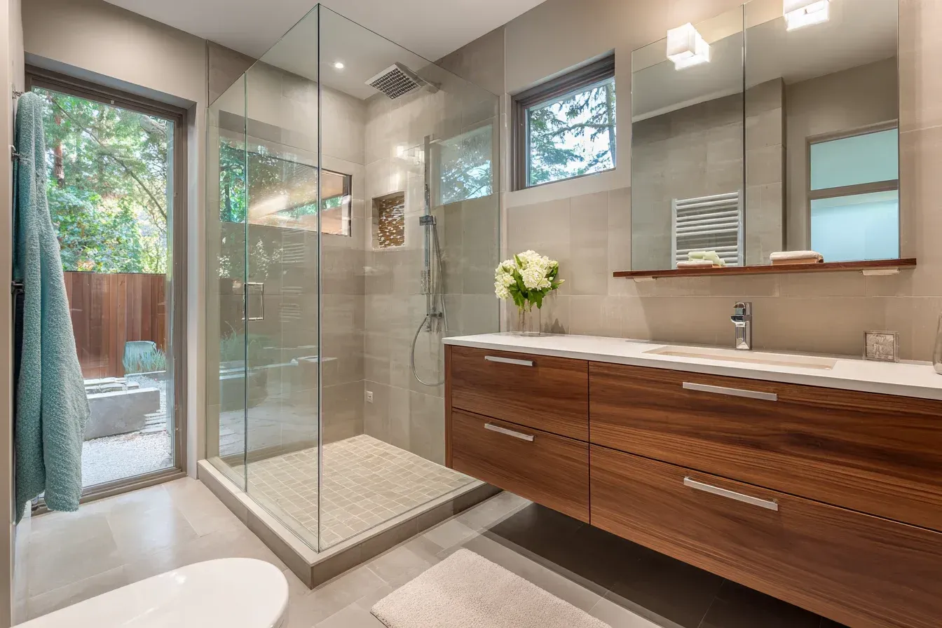 Coquitlam bathroom remodel for compact spaces with efficient layouts, bright tile finishes, and floating storage cabinets.
Bathroom renovations Coquitlam BC with premium grout, quartz vanities, textured tiles, and upgraded plumbing lines.
Coquitlam bathroom renovation integrating designer lighting, porcelain tile floors, chrome fixtures, and frameless showers.
Bathroom remodel Coquitlam installing new bathtubs, custom tile backsplashes, vanity mirrors, and recessed lighting.
Coquitlam bathroom renovations featuring heated tile floors, built-in shelving, matte black hardware, and premium tile work.