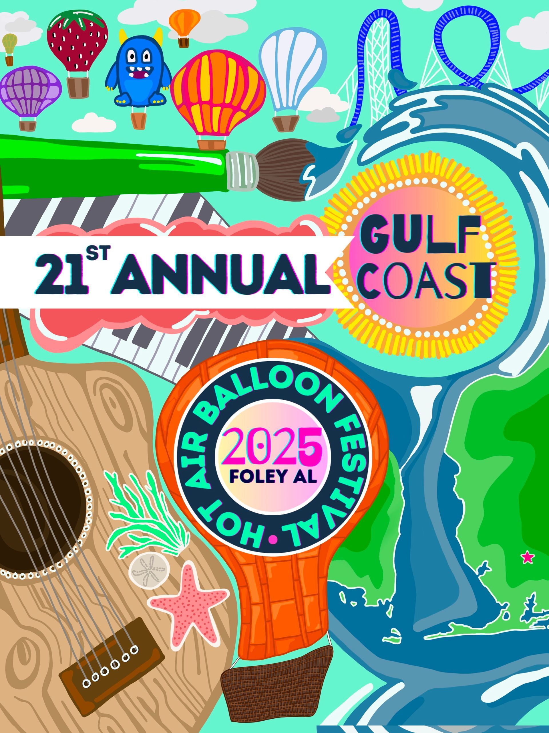 21st Annual Gulf Coast Hot Air Balloon Festival official poster design, Artist - Mallory Ingram