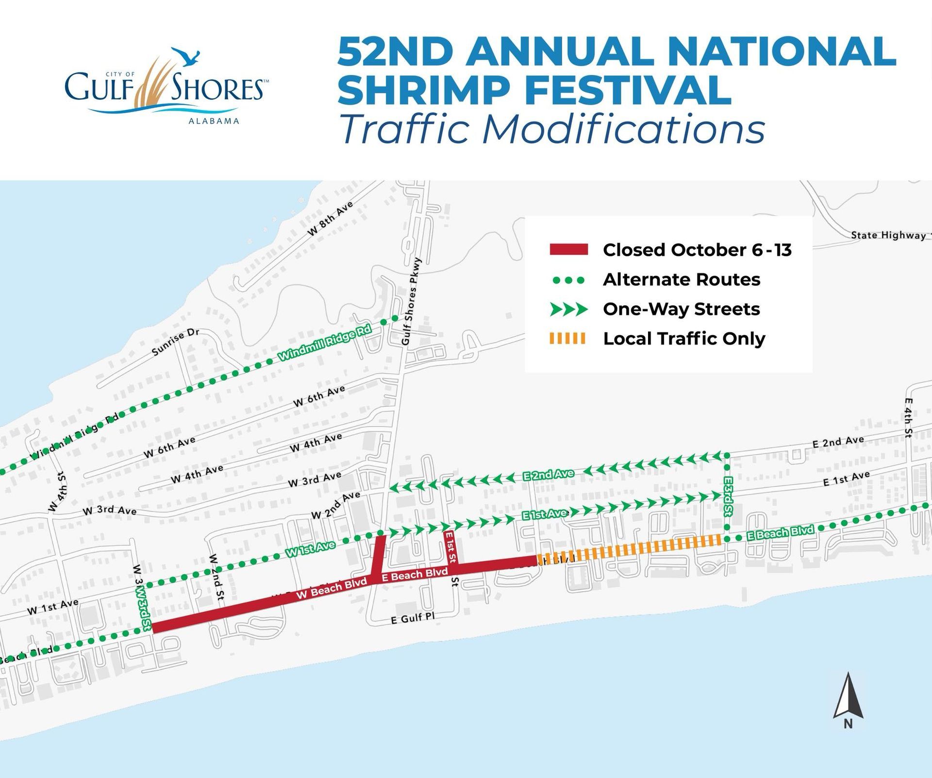 2025 National Shrimp Festival Traffic Modifications