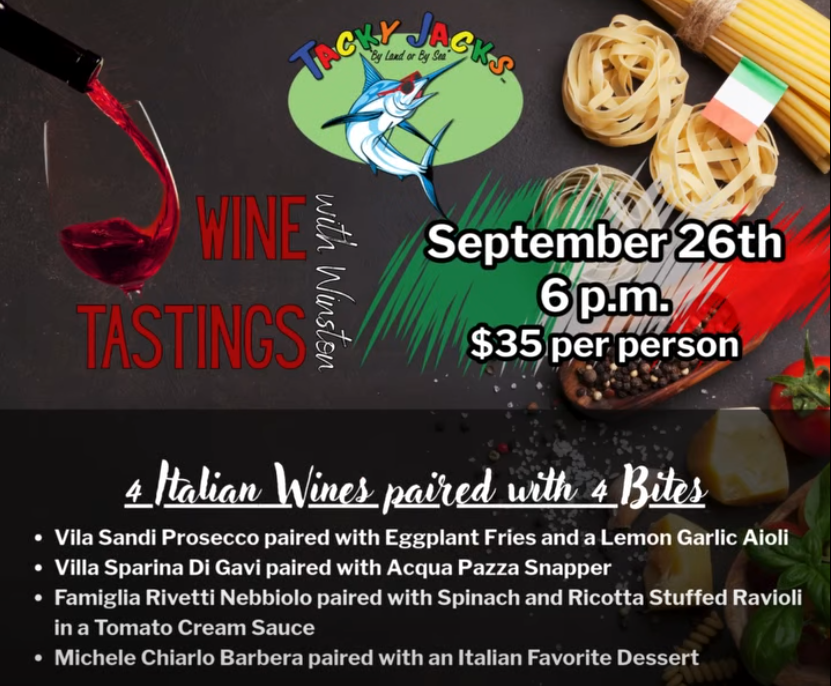 Tacky Jacks Pairs Italian Wines and Bites at Waterfront Tasting