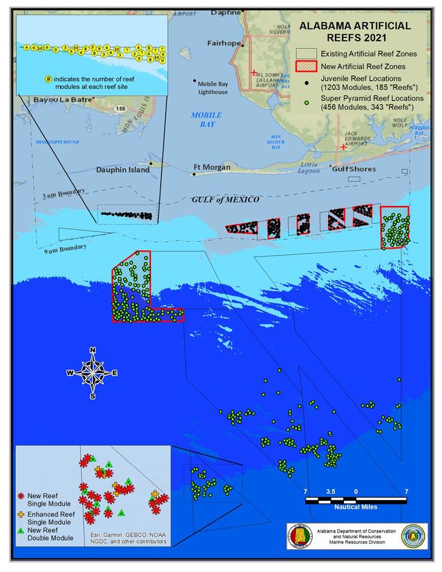 Alabama Artificial Reefs Map Alabama's Unparalleled Artificial Reef Zones Expanded