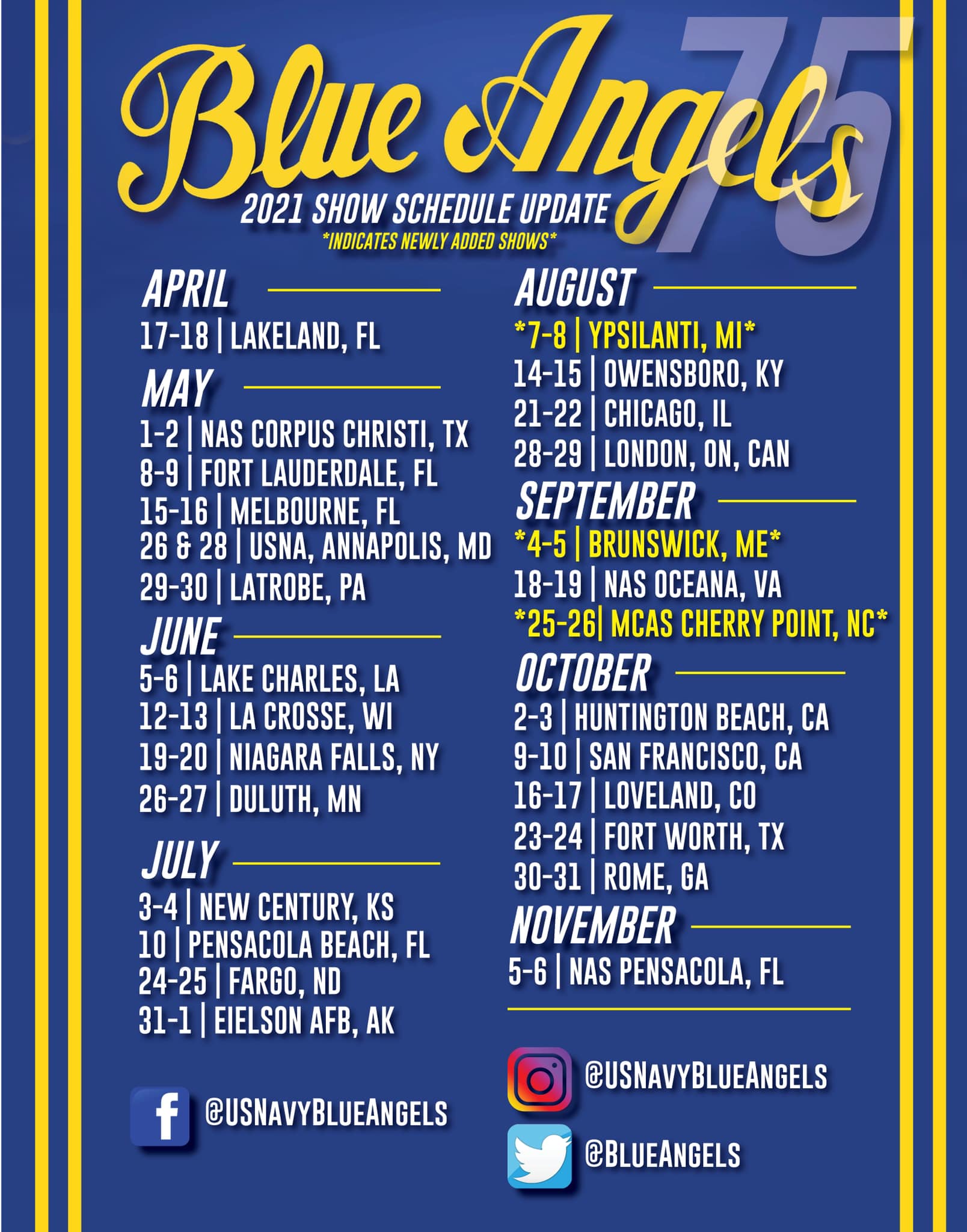 Blue Angels 2021 Air Show & Practice Schedule