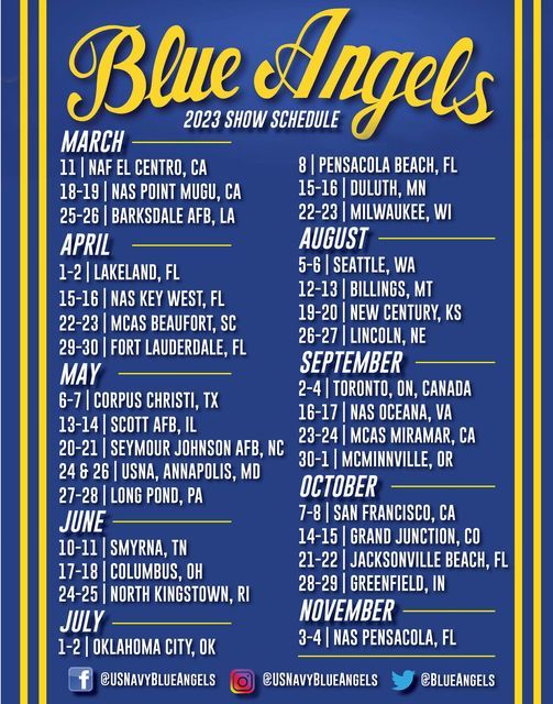 Blue Angels Air Show & Practice Schedule