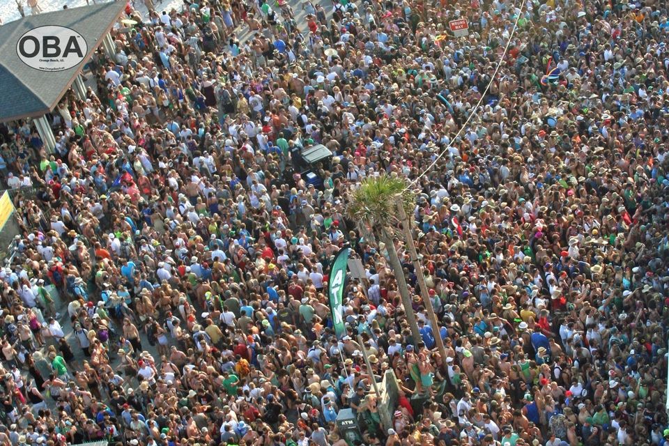 Hangout Festival crowd in Gulf Shores, Alabama. The event is canceled due to the COVID-19 pandemic.